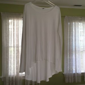 LNA Sheer White Scoop Neck Long Sleeve Shirt